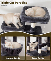 AMHANCIBLE cat tree with two large condos for private naps