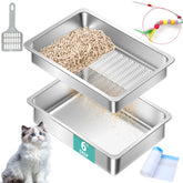 Amibud stainless steel sifting litter box assembled for pine pellet use