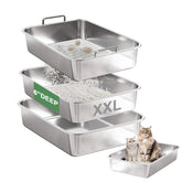 Amibud stainless steel sifting litter boxβside view, durable construction for long-lasting use
