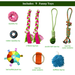 Amlmpet Puppy Play Gym nine included toys keep puppies engaged indoors.