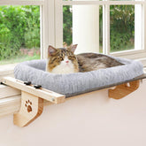 AMOSIJOY cat sill window perch with cushion bed for cozy sunlit naps.