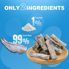 Amzey Air-dried Cod Skin Chews showing texture and chewability.