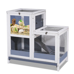 AMZOSS 2-story cage front view shows easy access and spacious living