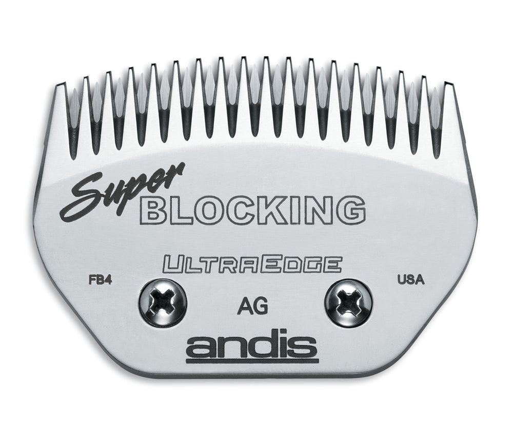 Andis 64340 UltraEdge blocking blade front view with carbon-infused steel for long-lasting edge