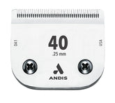 Andis CeramicEdge blade close-up showing 0.25mm cut length for precise trimming.