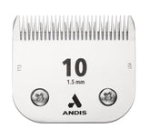 Andis ceramicEDGE Size 10 blade closeup, showcasing smooth cutting and cooler operation for pets.