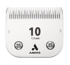 Andis ceramicEDGE Size 10 blade closeup, showcasing smooth cutting and cooler operation for pets.