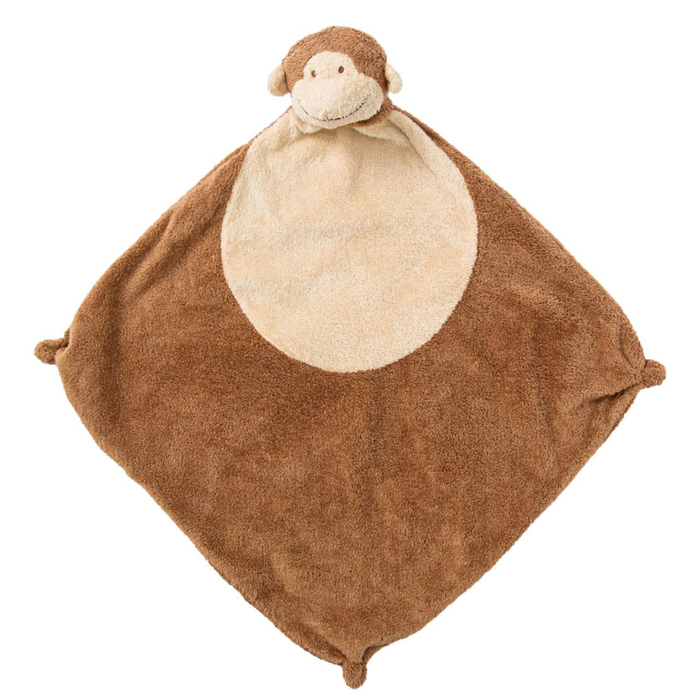 Angel Dear Brown Monkey Blankie front view shows cashmere-soft fabric for soothing naps
