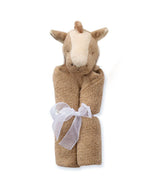 Angel Dear brown pony blankie close-up shows plush cashmere-soft fabric for gentle comfort.