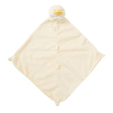 Angel Dear yellow duck blankie close-up, cashmere-soft fabric for babies.