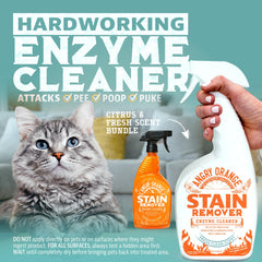 Angry Orange odor eliminator spray in action removes stubborn smells