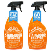 ANGRY ORANGE pet stain remover bottle demonstrates enzymatic cleaning for odors