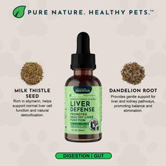 Liquid texture of Liver Defense shown for easy pet administration