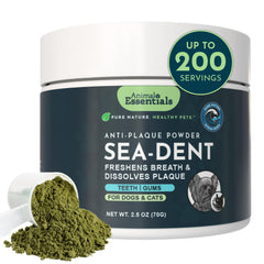 Animal Essentials Sea-Dent dog-teeth-powder supports healthier gums and fresher breath.