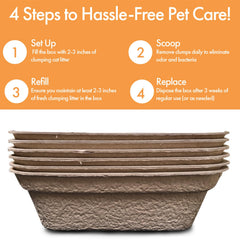 Animaru disposable litter boxes brown large pack, side view showing size and fit.