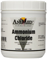 ANIMED ammonium chloride powder packaging for animal supplementation and urinary support.
