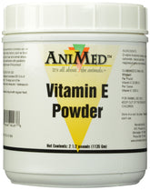 ANIMED Vitamin E powder bottle for horses supports daily supplementation.