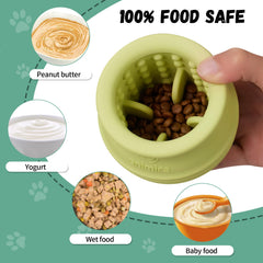 Animire dog toy in green with textured licking surface for stimulation.