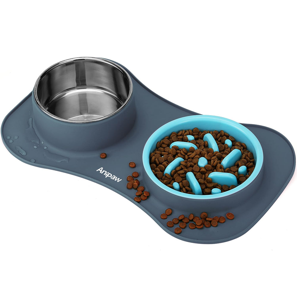 Anipaw slow-feeder bowl with raised obstacles for slower eating