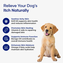 Aniwell Itch Relief Chews featuring vitamin E nourishes skin and protects moisture.