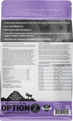Annamaet Option dog-food-bowl-kibble-closeup highlights texture for dogs.
