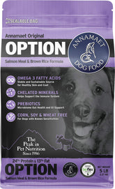 Annamaet Original Option salmon-brown-rice-dry-dog-food-bag: protein-rich dinner option for dogs