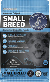 Annamaet Original Small Breed bag front highlighting premium nutrition for small dogs.