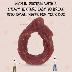 Soft chewy texture of Annika Duck Jerky Rings ideal for gentle chewing
