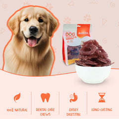 Annika Duck Jerky Rings close-up shows soft chewy texture for training rewards