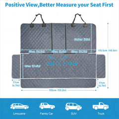 ANOSOSPECIAL Grey dog seat cover demonstrates waterproof fabric protecting the car interior from spills.