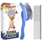 Anrundar dog slicker brush with wooden handle for gentle detangling.