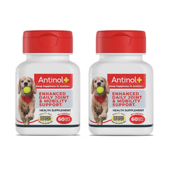 Antinol Plus dog joint soft gels bottle, convenient daily support for mobility.
