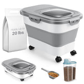 ANVS airtight collapsible pet food container with casters keeps kibble fresh and easy to roll