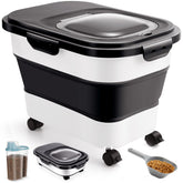 ANVS collapsible 20lb dog food container demonstrating space-saving design