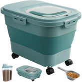 ANVS collapsible dog food container with airtight lid keeps kibble fresh.