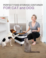 ANVS wheeled pet food storage for easy movement during refills