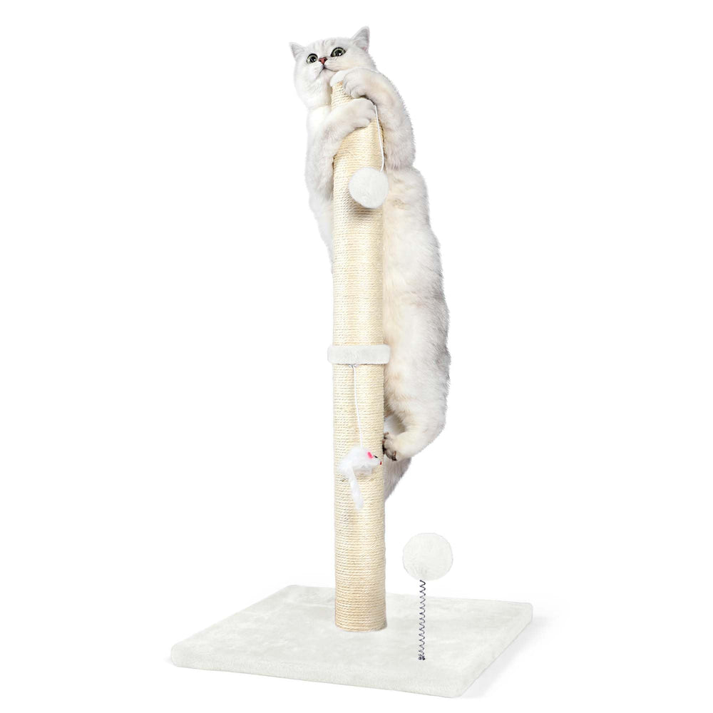ANWA 32-inch tall cat scratching post with cream finish and sisal for durable claw exercise.