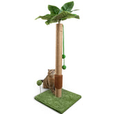 ANWA 35-Inch Tall Cat Scratching Post with green leaves for sturdy stretching