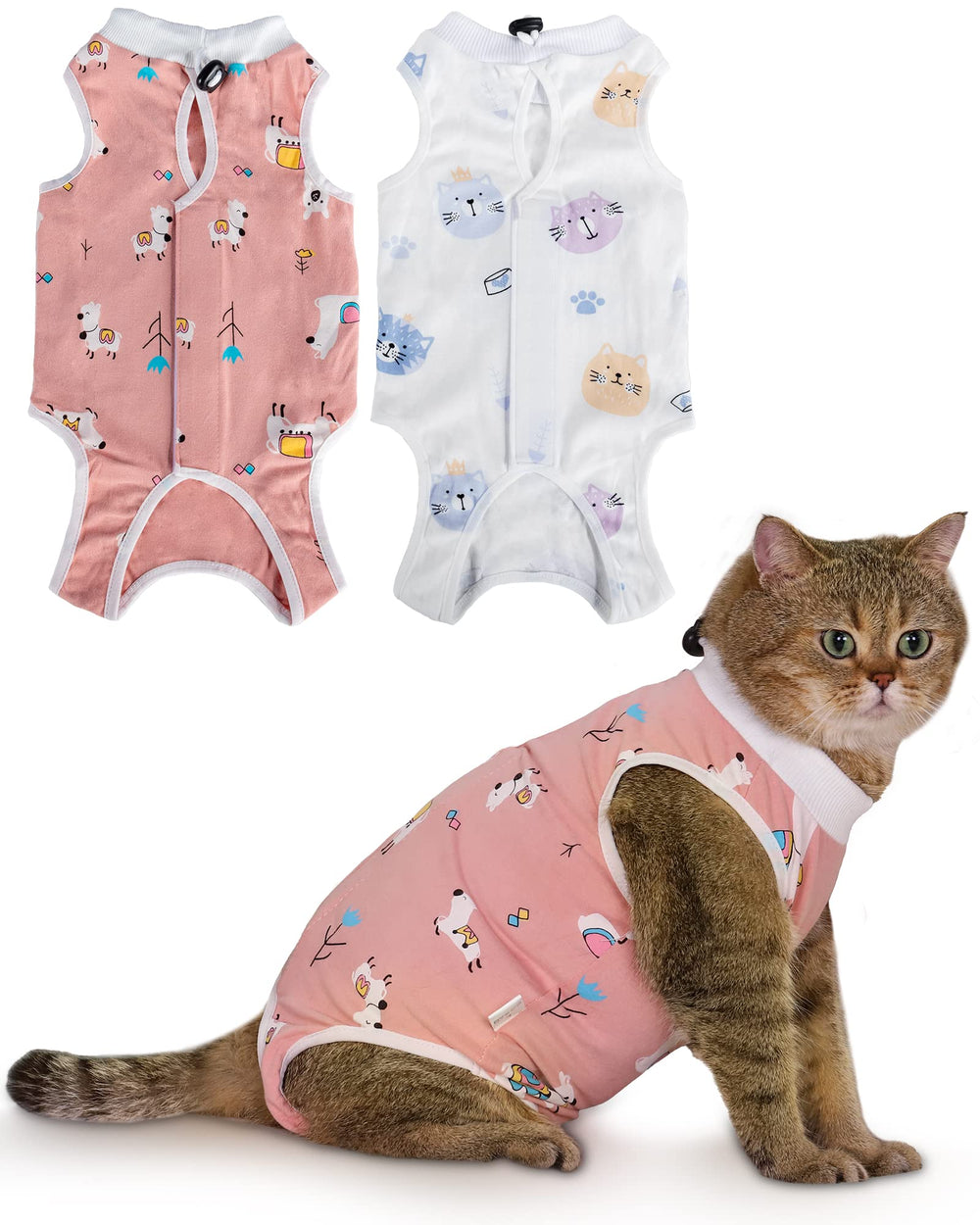 ANWA cat recovery suit with breathable fabric for comfort.