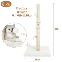 ANWA top plush ball toy on a sisal post adds playful stimulation for cats.
