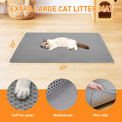 Anywish double layer honeycomb trapping mat catches litter from paws and surfaces