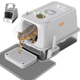 Anywish stainless steel litter box with lid offers generous space for big cats.