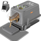 Anywish XL stainless steel cat litter box with lid for large cats, spacious and comfortable.