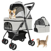 AODI Pet Stroller front view with four wheels for stable rides.