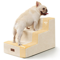Aodisman 3-step beige dog stairs provide stable couch access for small pets.