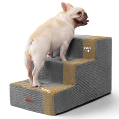 Aodisman dog stairs 3-step front view on sofa aiding small dogs' access
