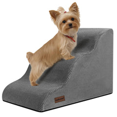 Aodisman dog stairs 3-step grey on sofa offer easy access and stability.
