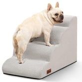 Aodisman 4-step dog stairs on bed aiding small dogs to climb