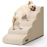 Aodisman 5-step dog stairs beside a bed for easy access