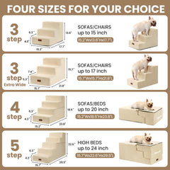 Aodisman 5-step beige dog stairs help taller beds up to 24 inches.